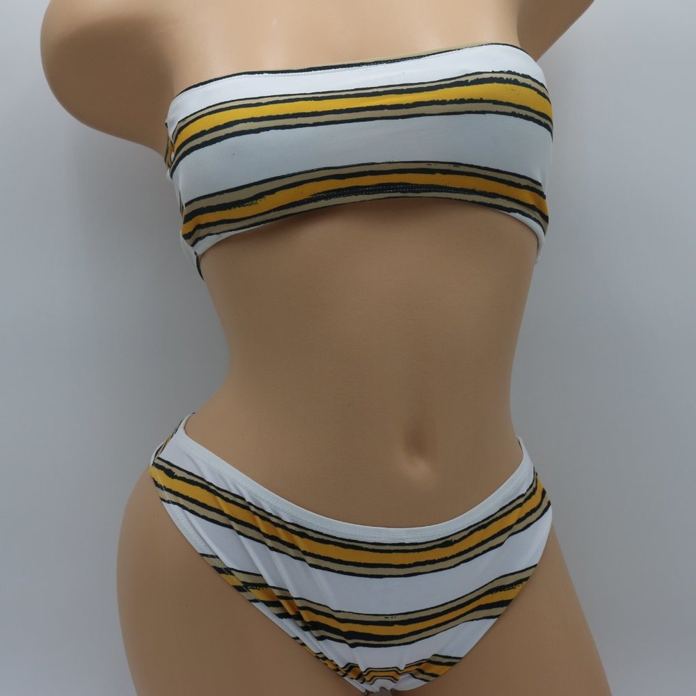 Lemonfish Womens Bandeau Top Bikini - Yellow/Black